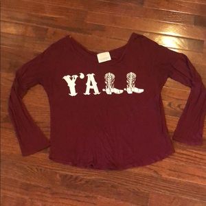 Women’s “Y’all” long sleeve shirt.